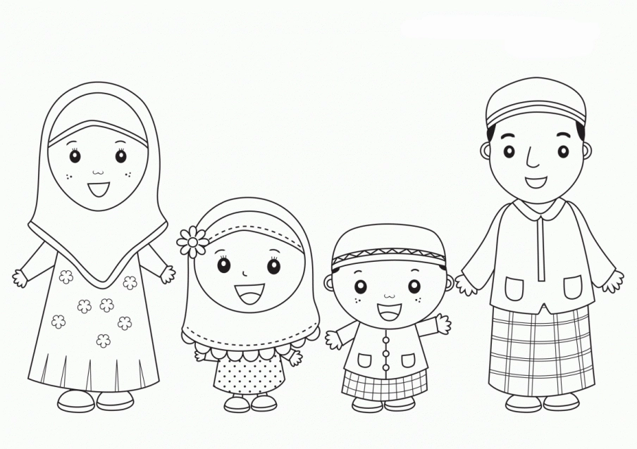 Tô màu tranh tô màu gia đình 3 người cực dễ thương