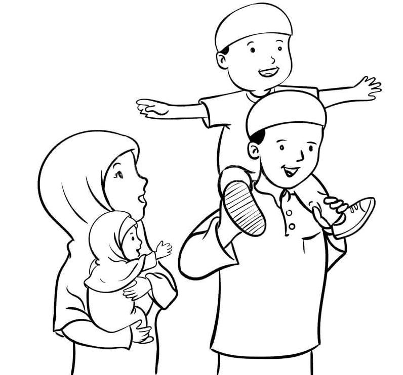 Tô màu tranh tô màu gia đình 3 người dành cho bé