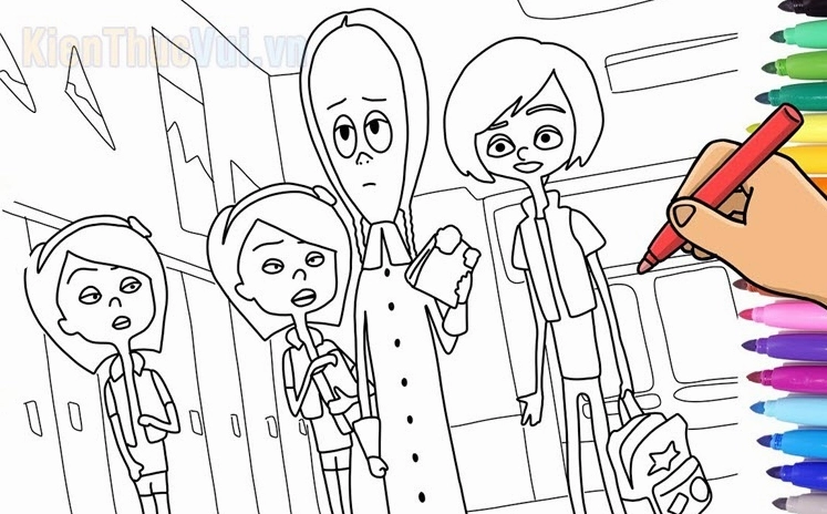 Tô màu tranh tô màu gia đình 3 người đẹp