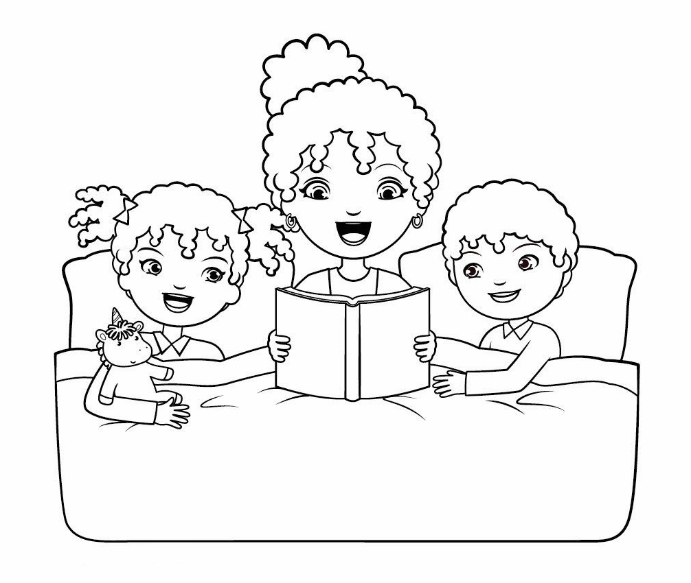 Tô màu tranh tô màu gia đình 3 người đẹp cho bé
