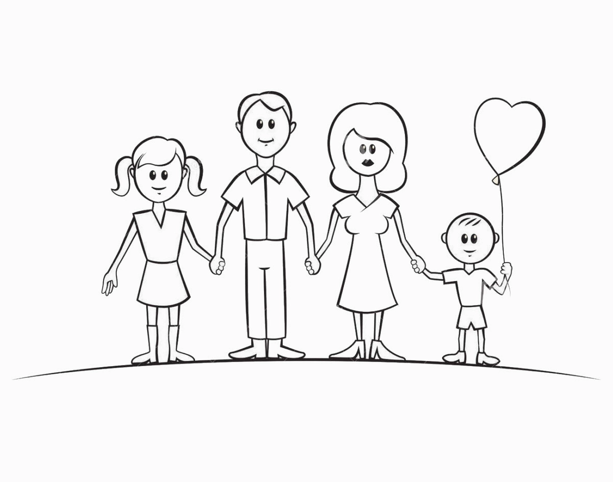 Tô màu tranh tô màu gia đình 3 người mẫu đẹp