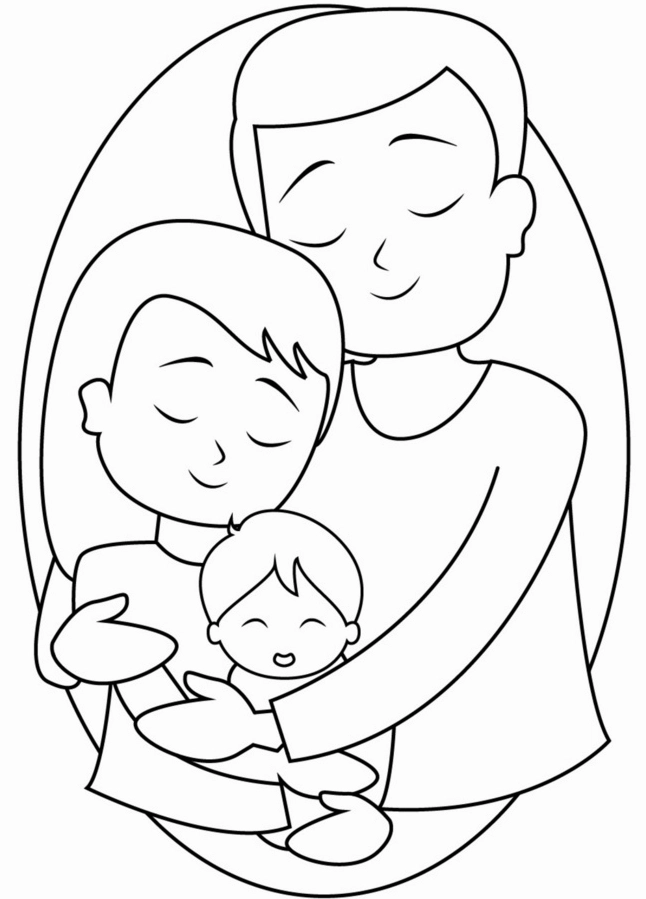 Tô màu tranh tô màu gia đình 3 người số 1