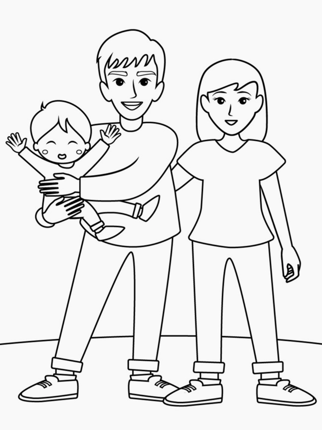 Tô màu tranh tô màu gia đình 3 người số 2