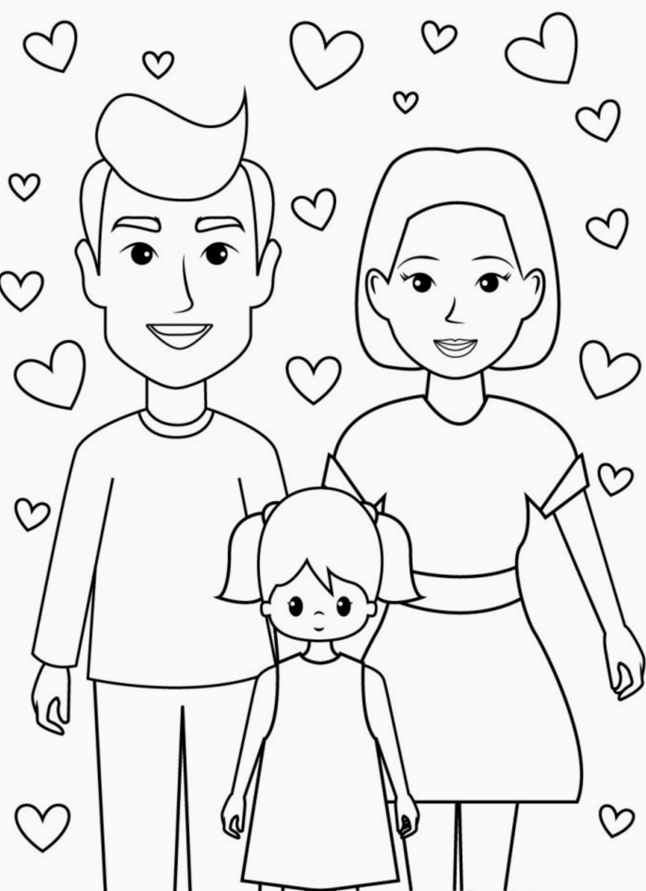 Tô màu tranh tô màu gia đình 3 người số 3