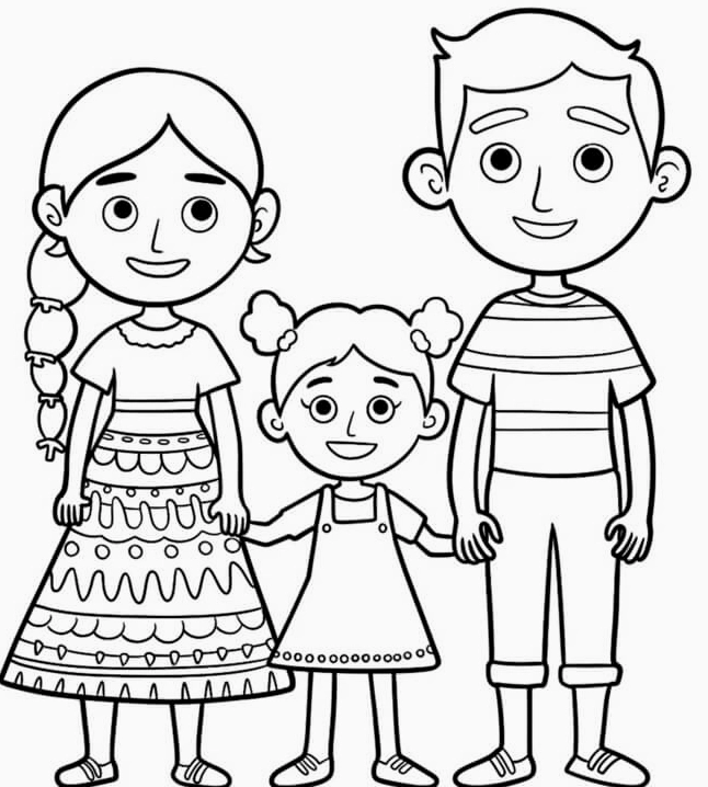 Tô màu tranh tô màu gia đình 3 người số 4