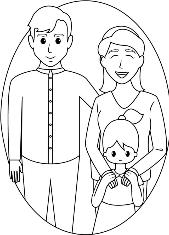 Tô màu tranh tô màu gia đình 3 người số 6