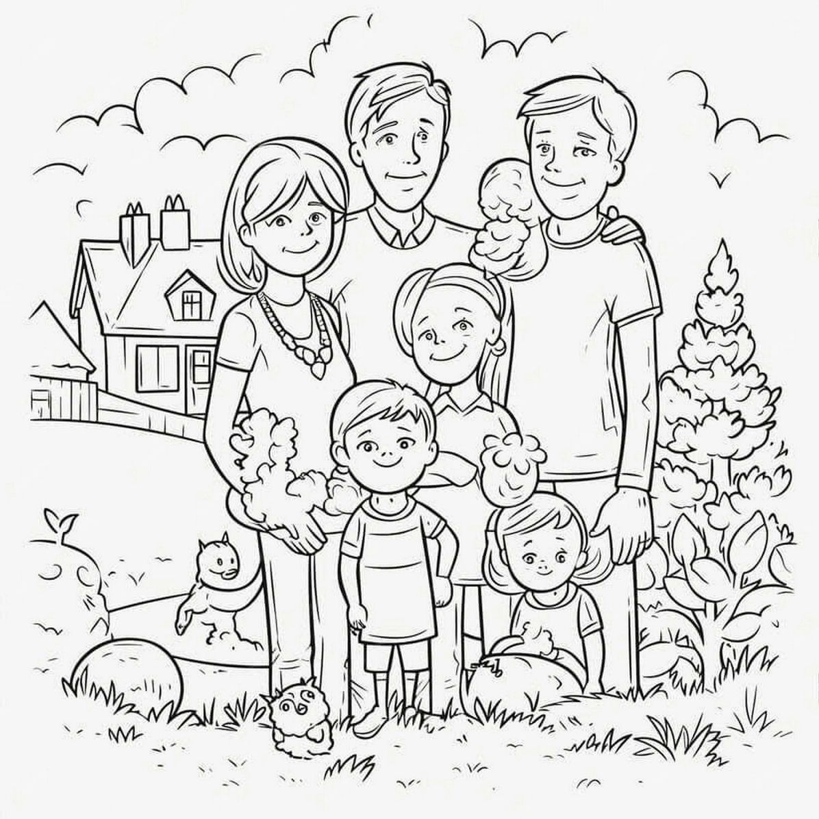 Tô màu tranh tô màu gia đình 3 người số 7