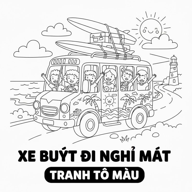 Tô màu Xe Khách ngộ nghĩnh cho bé trai