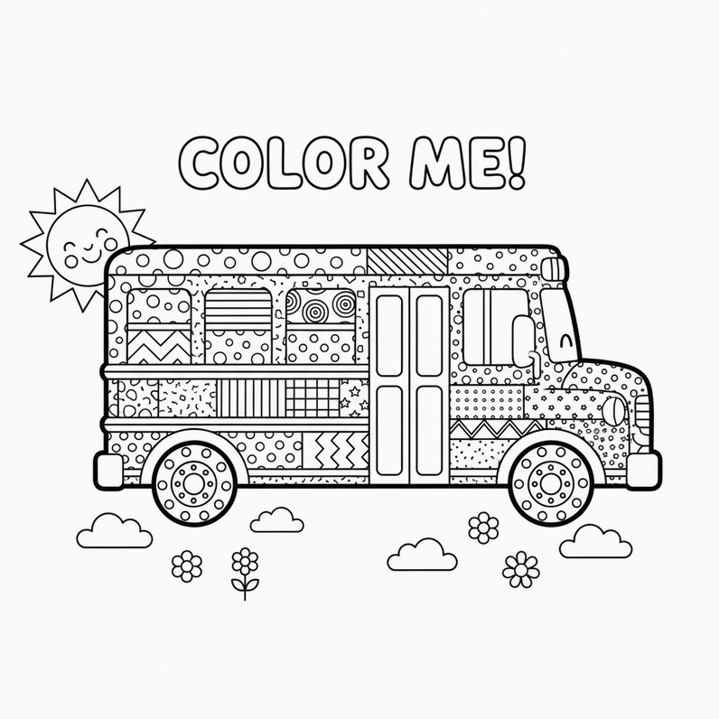 Tô màu Xe Khách vui nhộn dễ thương