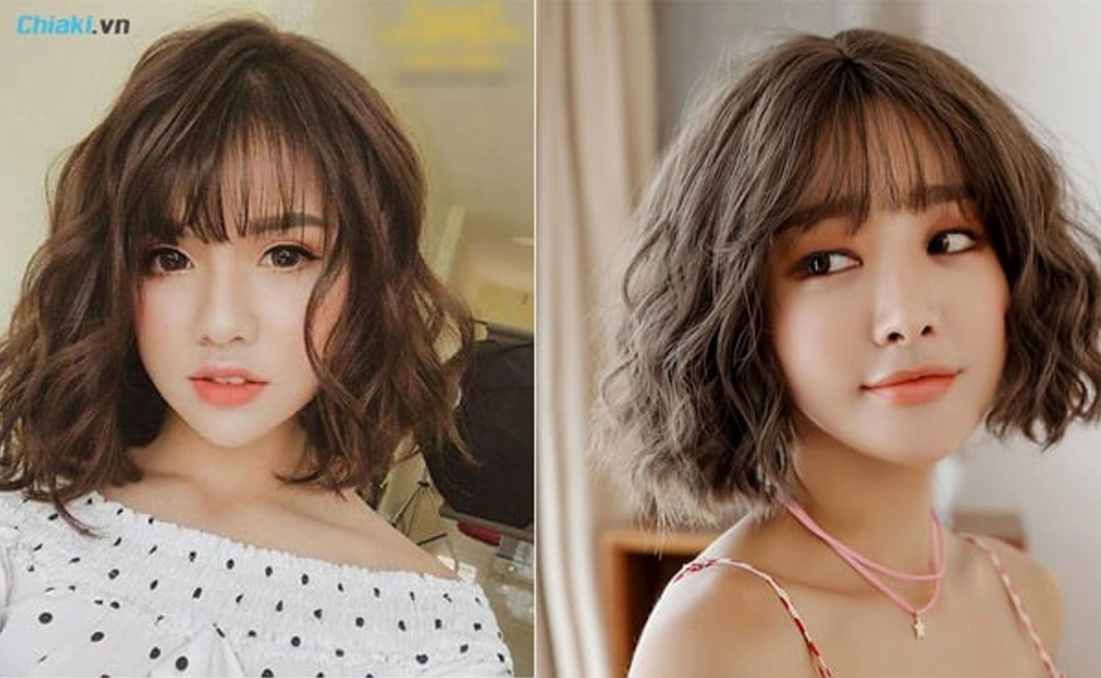 Tóc ngắn gợn sóng nước bồng bềnh lãng mạn