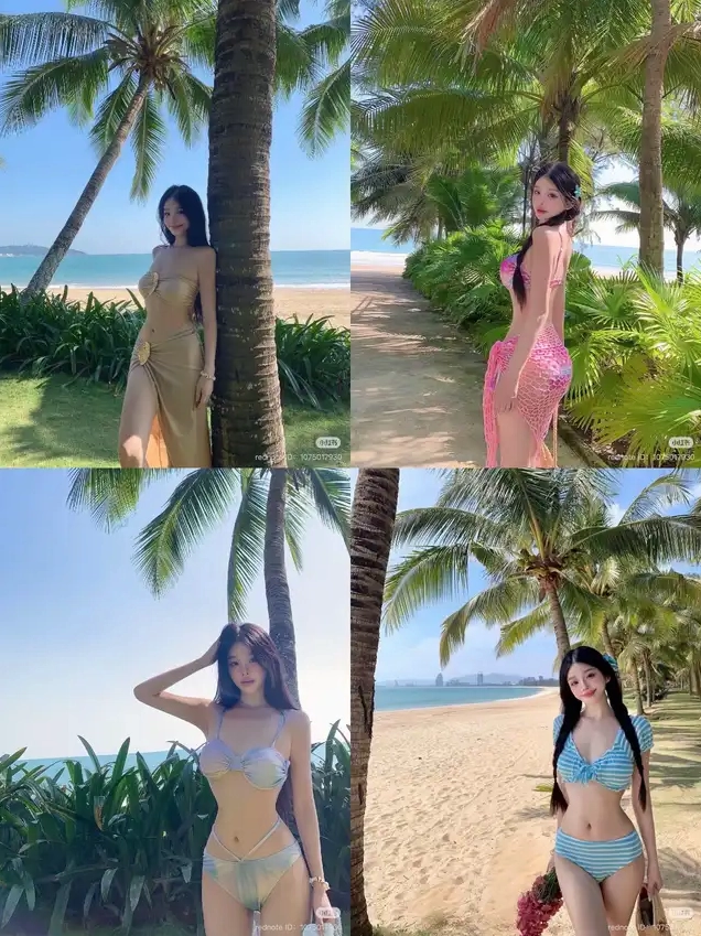 Tổng hợp ảnh cô gái tạo dáng trong bikini vàng đồng và lưới hồng