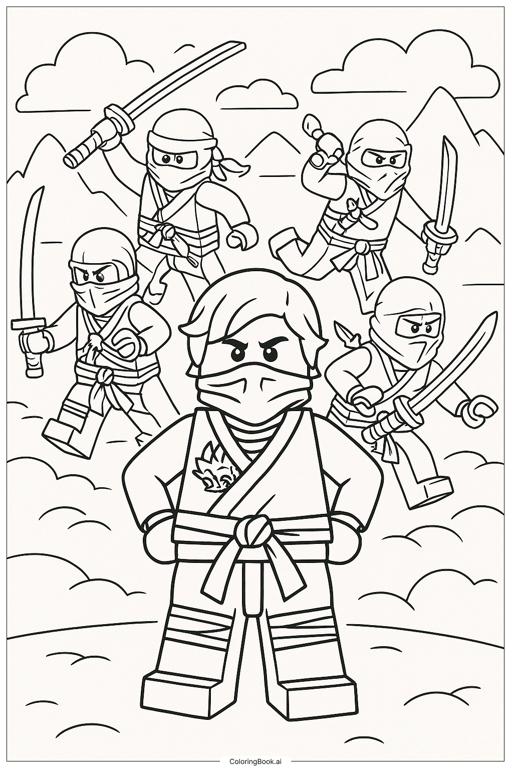 Trang tô màu Ninjago Lloyd Dẫn Đội Ninja