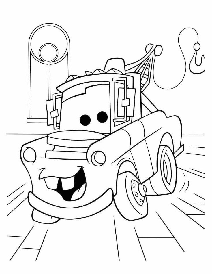 Tranh tô màu bác xe kéo Mater chân chất và tốt bụng