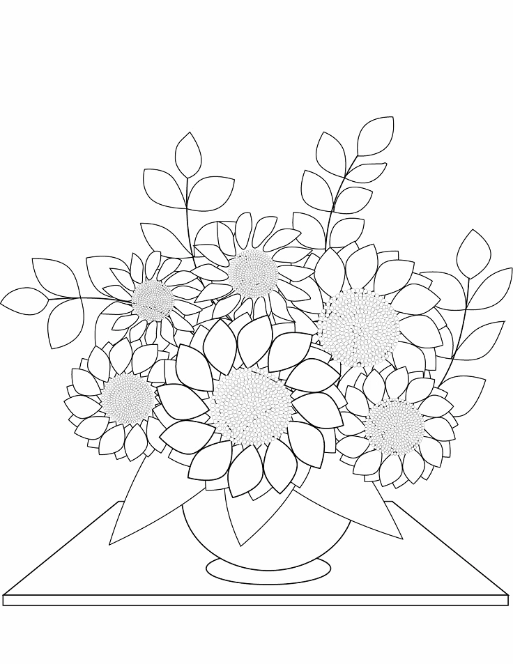 tranh tô màu bình hoa hướng dương