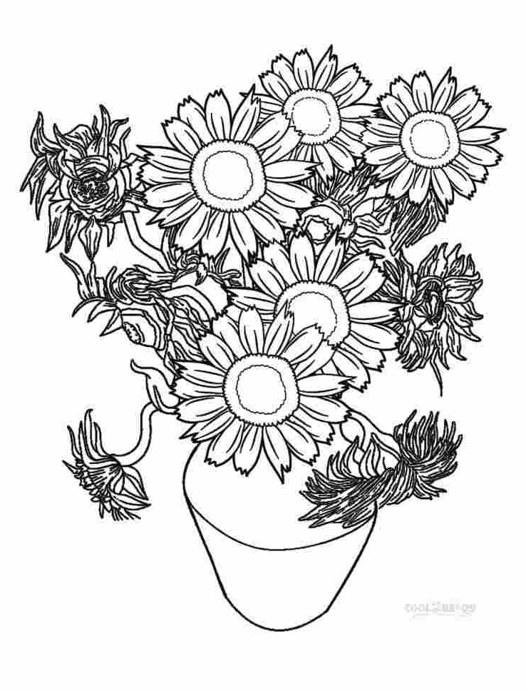 tranh tô màu bình hoa hướng dương đẹp