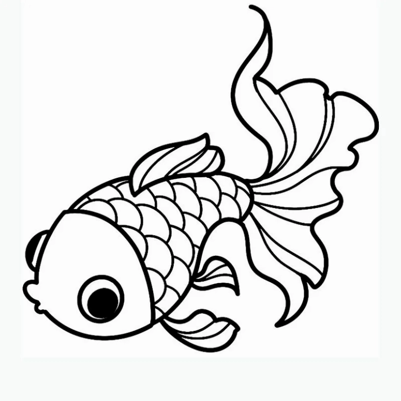 Tranh tô màu cá chép lặn ngụp dưới sóng nước