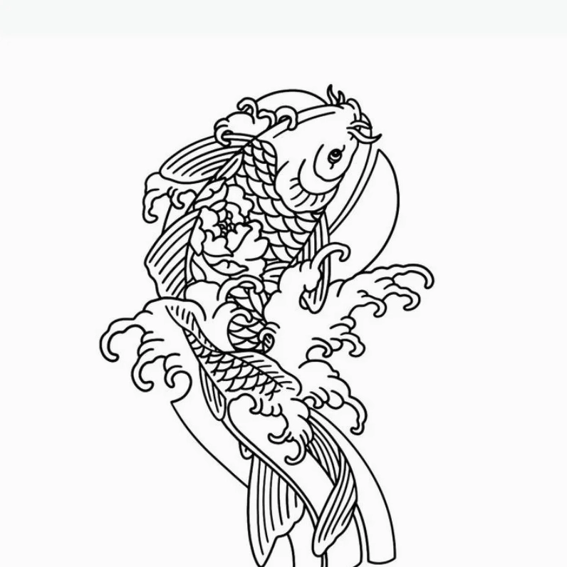 Tranh tô màu cá chép vượt vũ môn hóa rồng