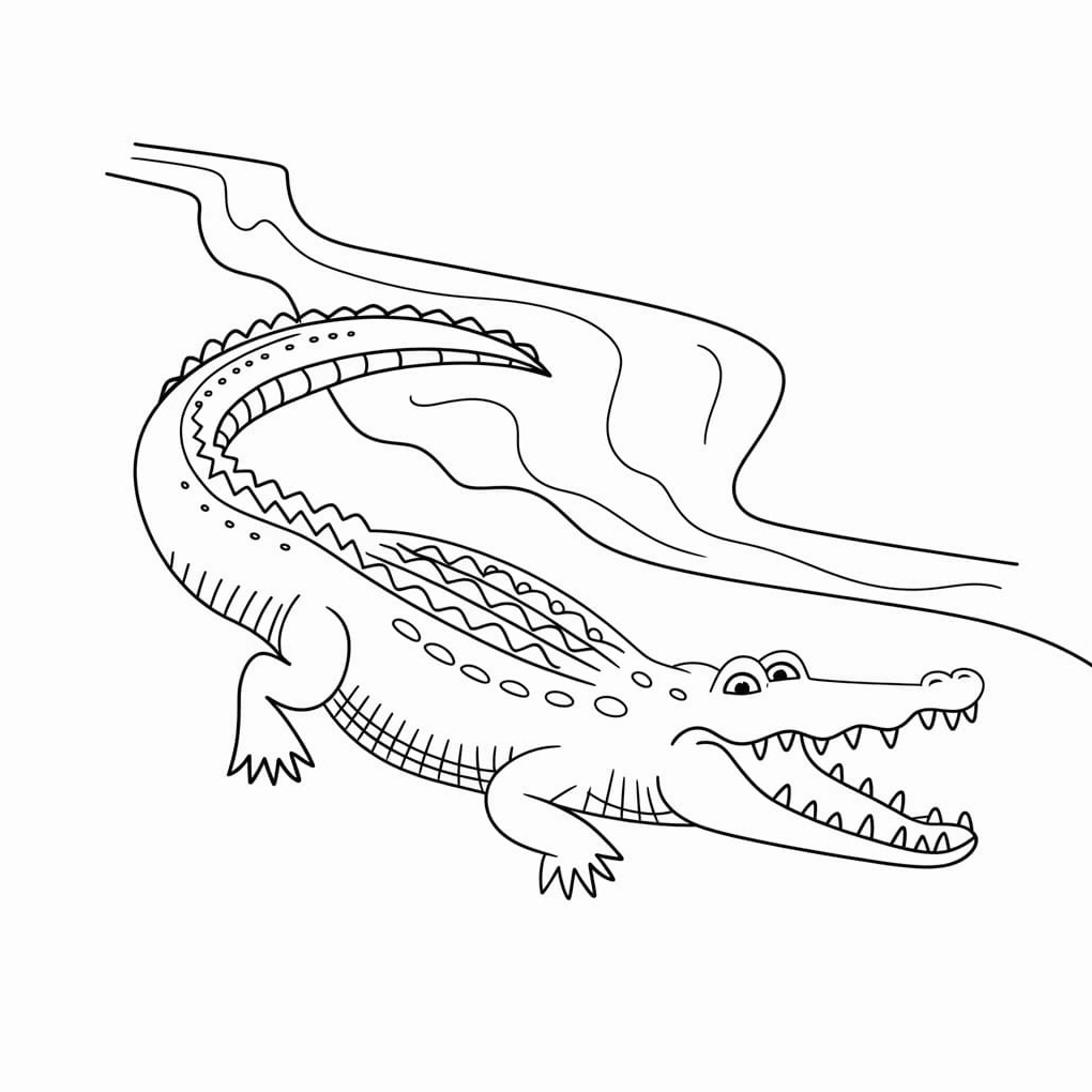Tranh tô màu cá sấu vui vẻ múa hát