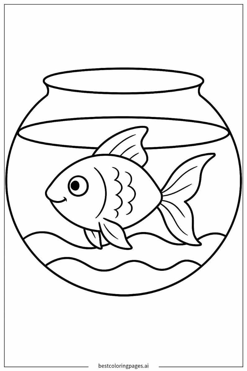 tranh tô màu các loại cá cảnh trong bể cá nhỏ xinh