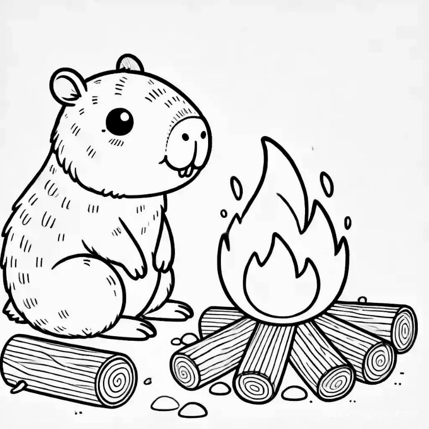 Tranh tô màu capybara chibi số 10 ngộ nghĩnh nhất