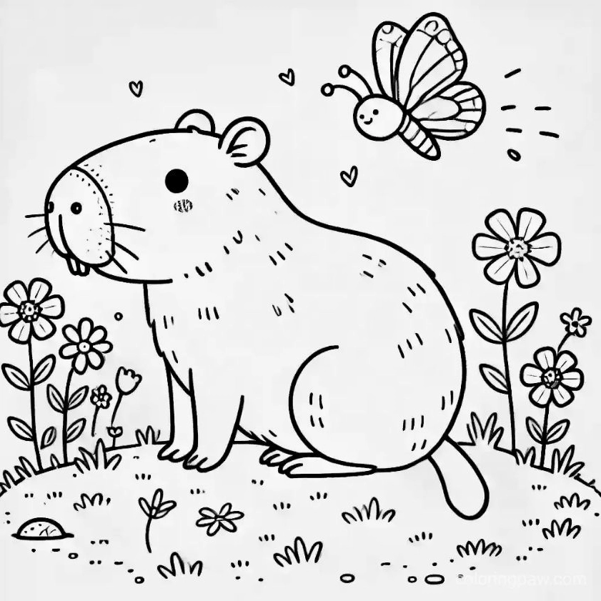 Tranh tô màu capybara chibi số 9 phong cách anime