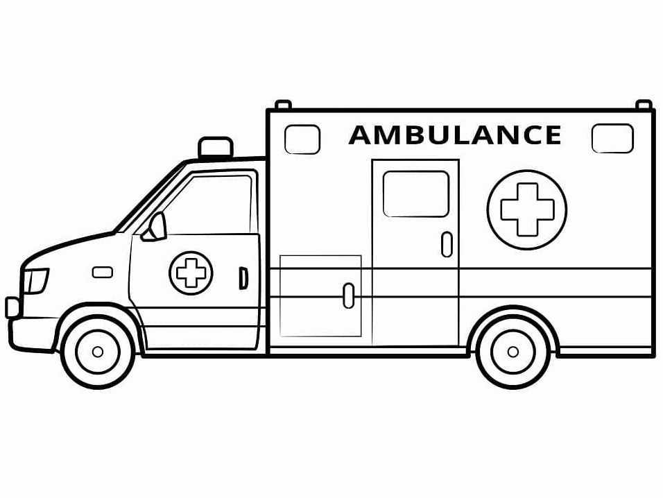 Tranh tô màu chiếc xe cứu thương di chuyển nhanh chóng