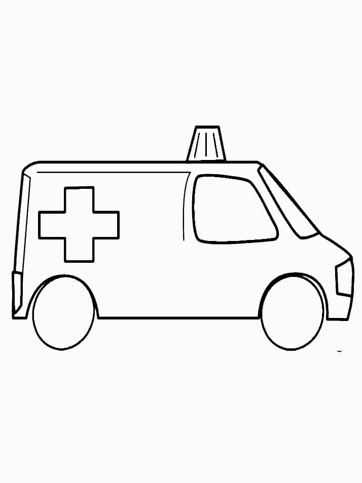 Tranh tô màu chiếc xe cứu thương nét đơn giản dễ tô