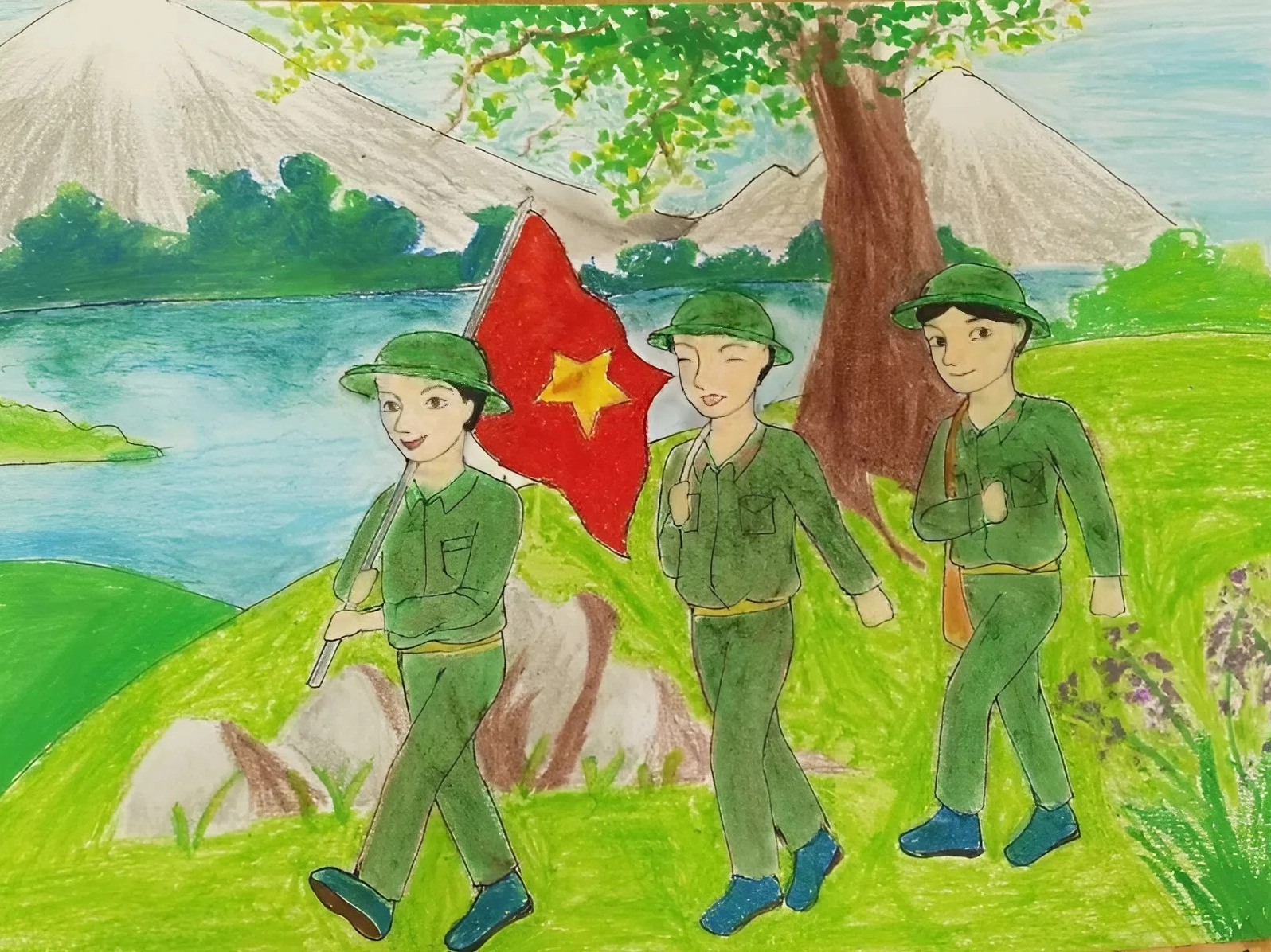 tranh tô màu chú bộ đội