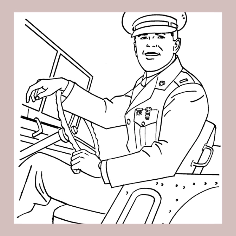 Tranh tô màu chú bộ đội hải quân 12 cùng chim hải âu chao liệng