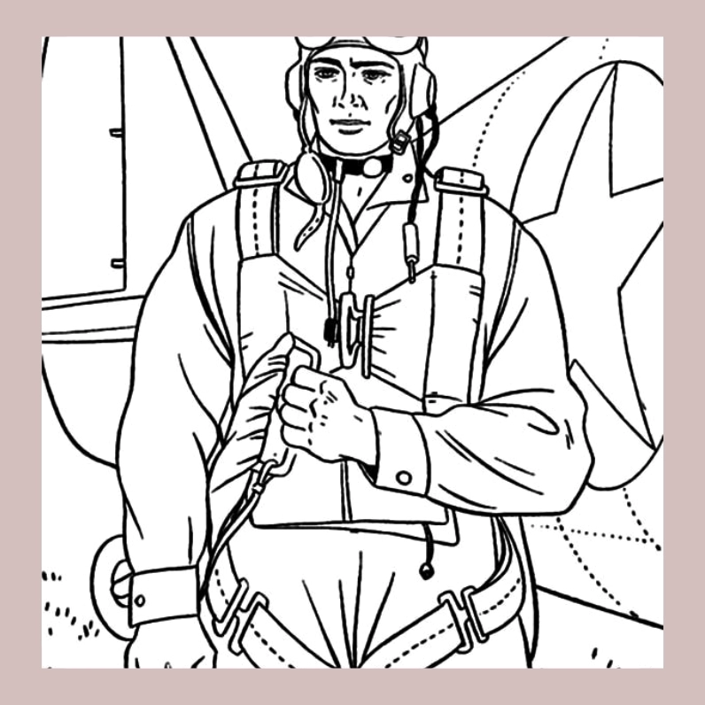 Tranh tô màu chú bộ đội hải quân 14 vui vẻ đọc thư nhà gửi ra đảo