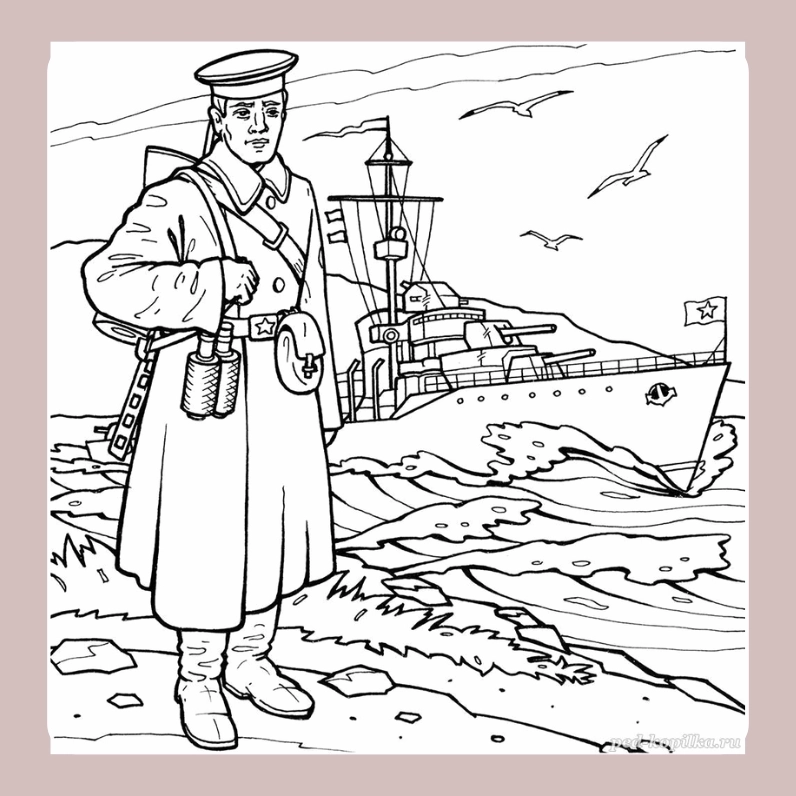 Tranh tô màu chú bộ đội hải quân 15 rèn luyện thể lực trên bãi biển