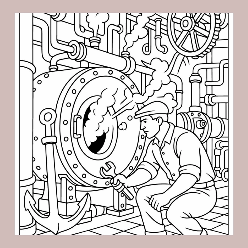 Tranh tô màu chú bộ đội hải quân 20 cẩn thận lau chùi vũ khí