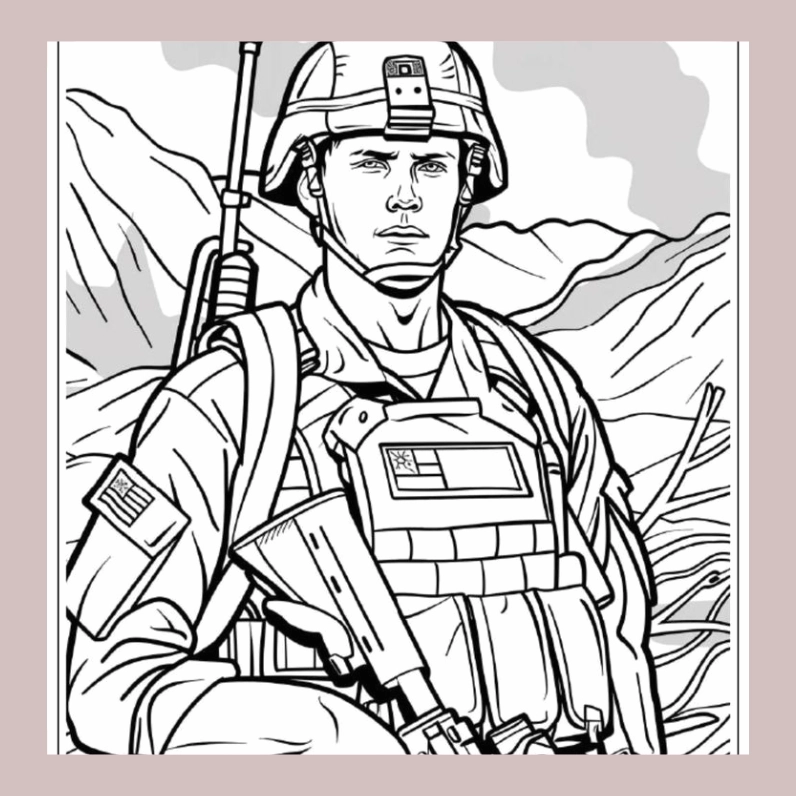 Tranh tô màu chú bộ đội hải quân 24 với tinh thần thép kiên cường