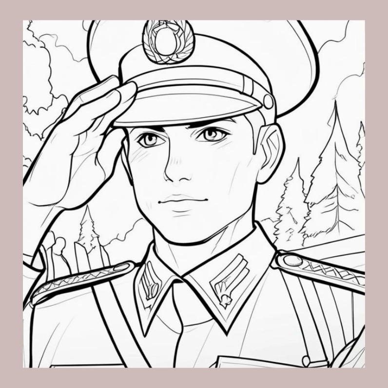 Tranh tô màu chú bộ đội hải quân 3 vẫy tay chào thân thiện