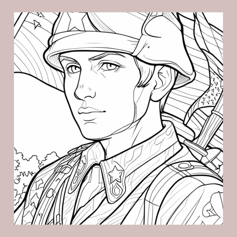 Tranh tô màu chú bộ đội hải quân 4 quan sát biển khơi