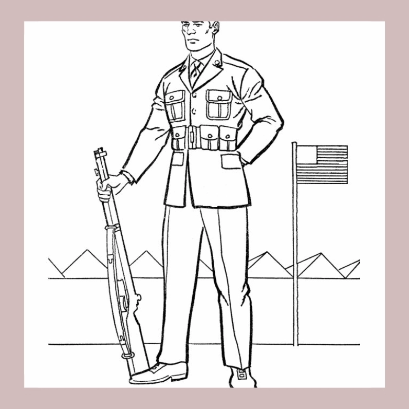 Tranh tô màu chú bộ đội hải quân 7 tươi cười rạng rỡ