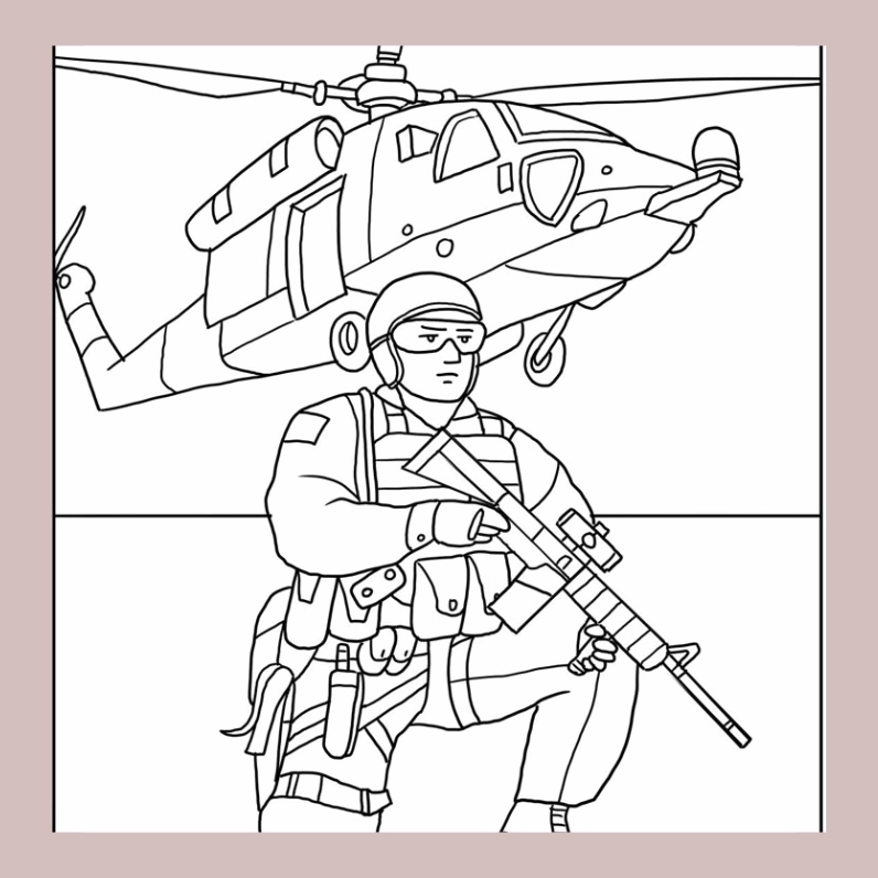 Tranh tô màu chú bộ đội hải quân nét đứt sinh động cho bé tập tô