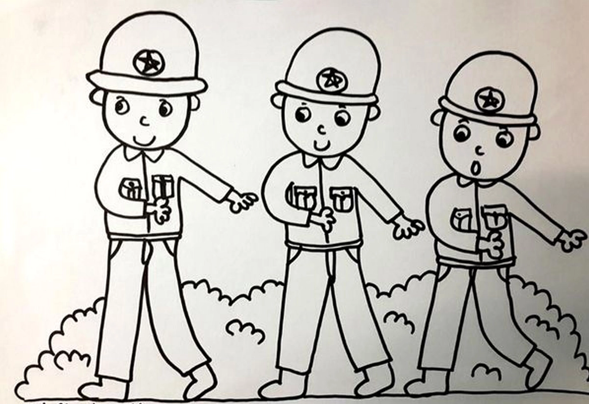 tranh tô màu chú bộ đội số 1