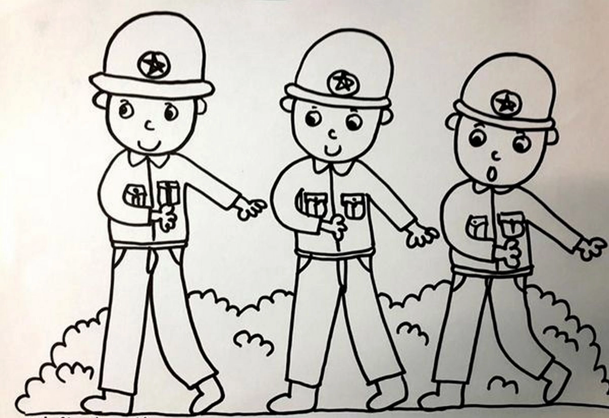 Tranh tô màu chú bộ đội số 1 với nụ cười rạng rỡ