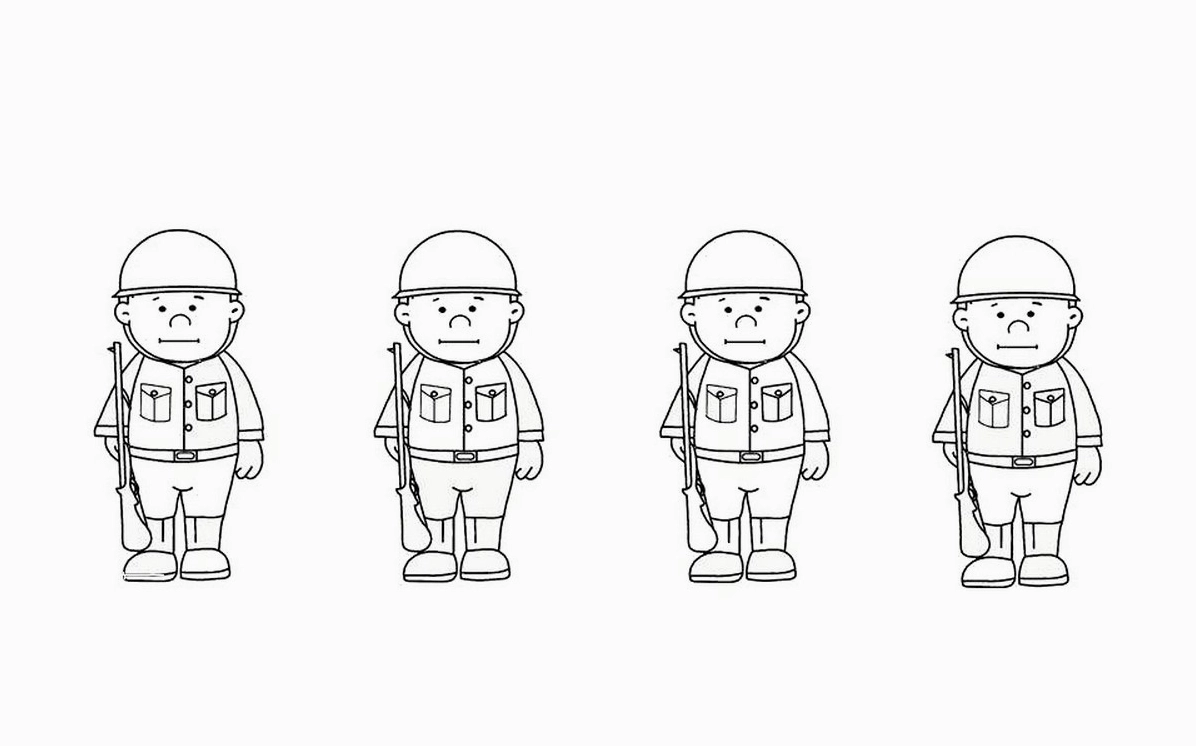 tranh tô màu chú bộ đội số 5