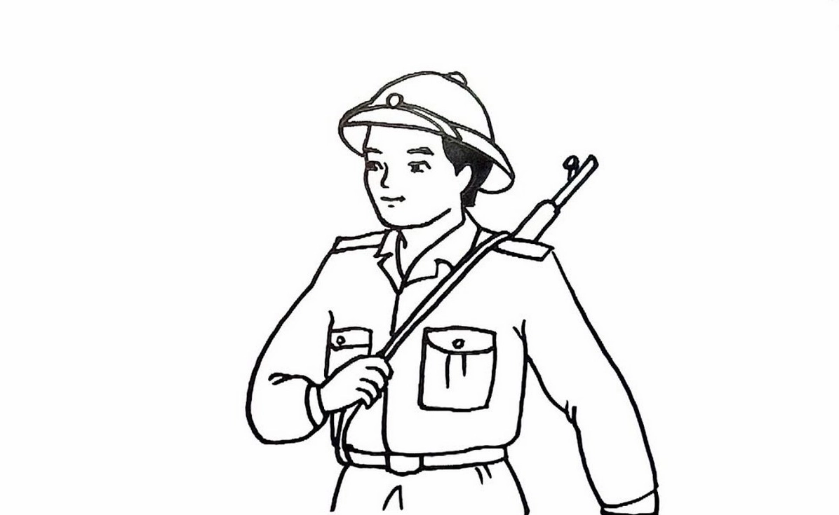 tranh tô màu chú bộ đội số 6