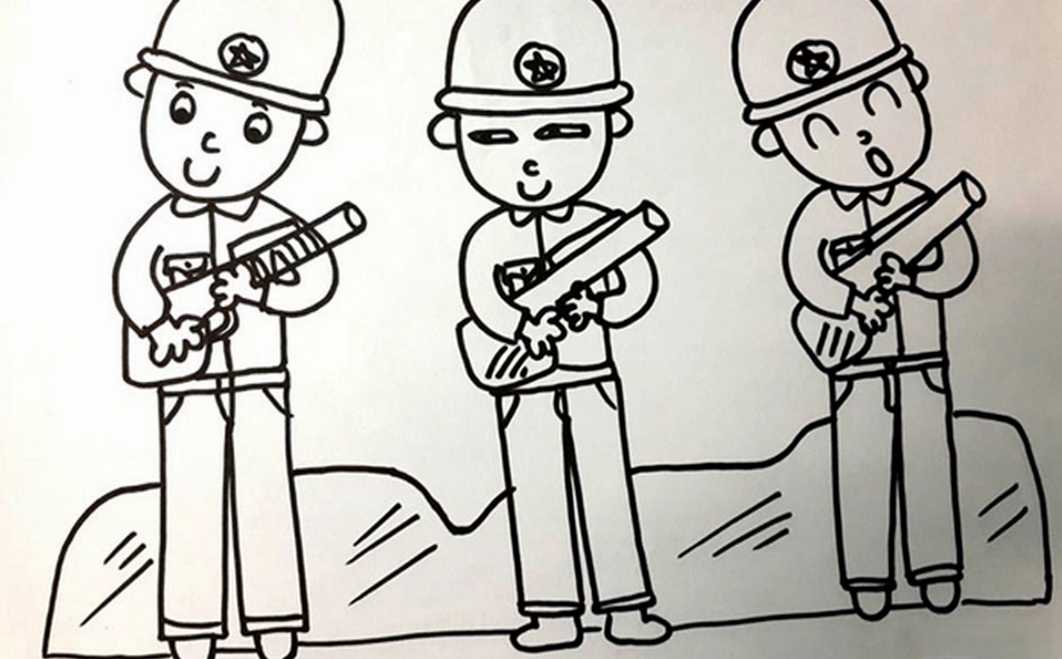 Tranh tô màu chú bộ đội số 8 nở nụ cười tươi tắn