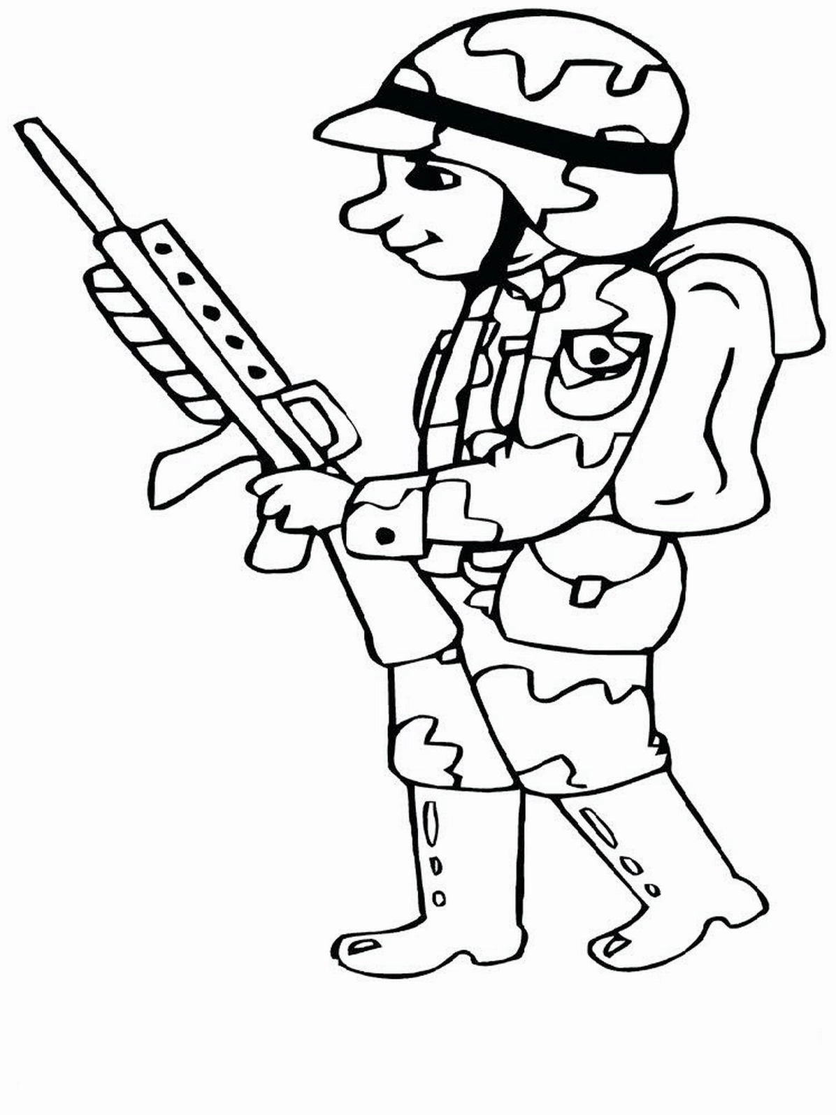 Tranh tô màu chú bộ đội số 9 tập luyện hăng say