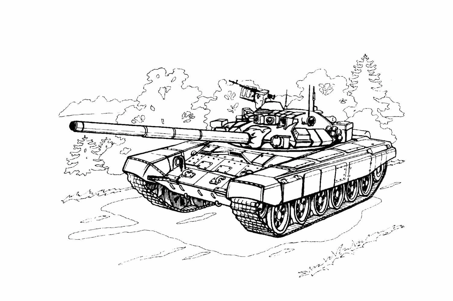 tranh tô màu chú bộ đội và xe tăng cực ngầu