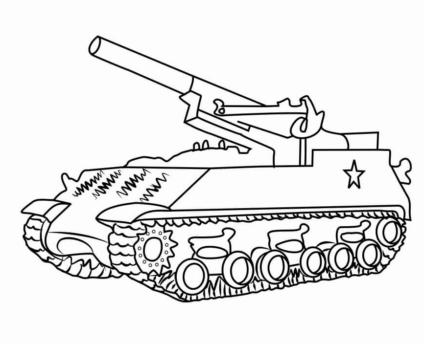 tranh tô màu chú bộ đội và xe tăng m43 lịch sử