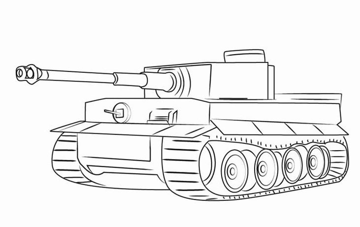 tranh tô màu chú bộ đội và xe tăng số 3