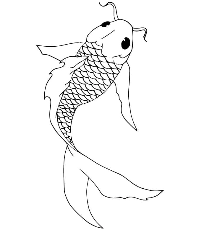 Tranh tô màu con cá chép đẹp lung linh