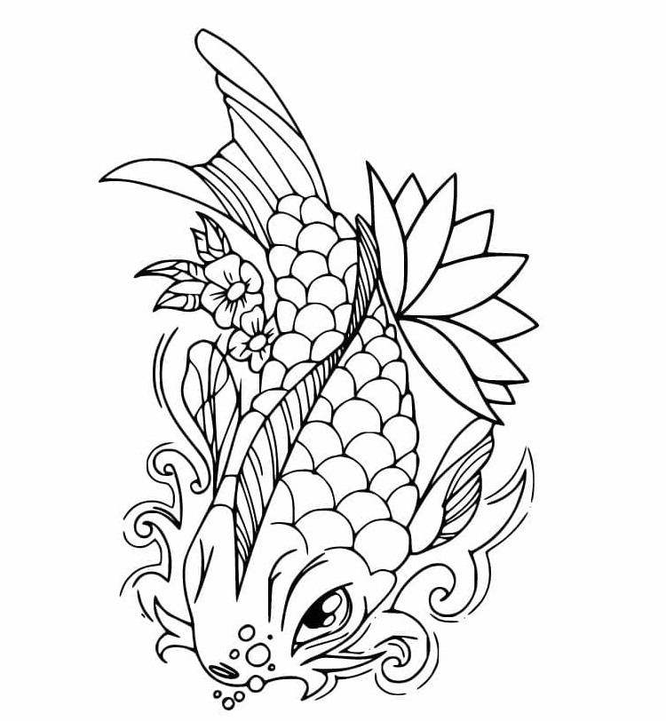 Tranh tô màu con cá chép đẹp nhất