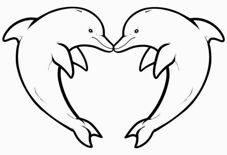 tranh tô màu con cá heo dễ thương ngộ nghĩnh