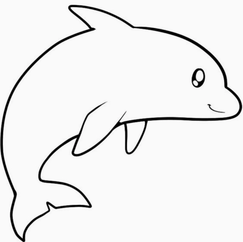 tranh tô màu con cá heo nét vẽ đơn giản dễ tô